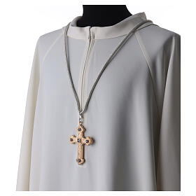 Cordón para obispo cruz pectoral color plata
