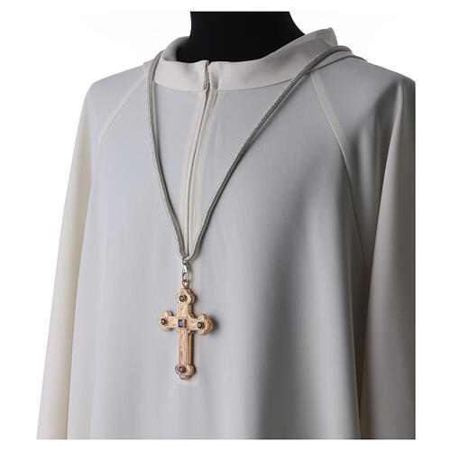 Cordón para obispo cruz pectoral color plata 2