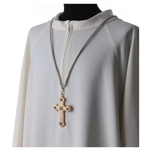Cordoniera per vescovo croce pettorale color argento 2