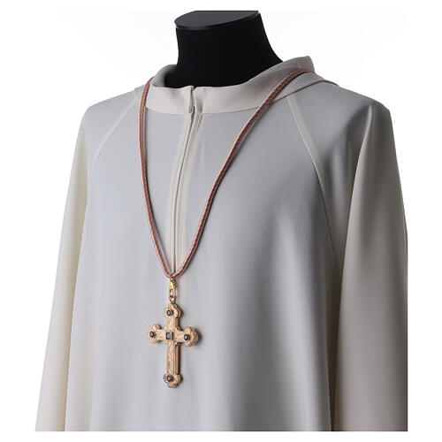 Cordoniera vescovo per croce pettorale nodo salomone rosa oro 2