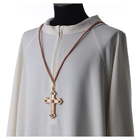 Bishop's cross cord with Solomon's knot two-tone mauve gold