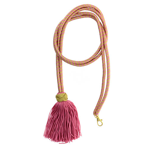 Bishop's cross cord with Solomon's knot two-tone mauve gold 1