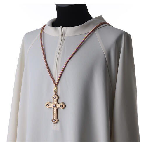 Bishop's cross cord with Solomon's knot two-tone mauve gold 2