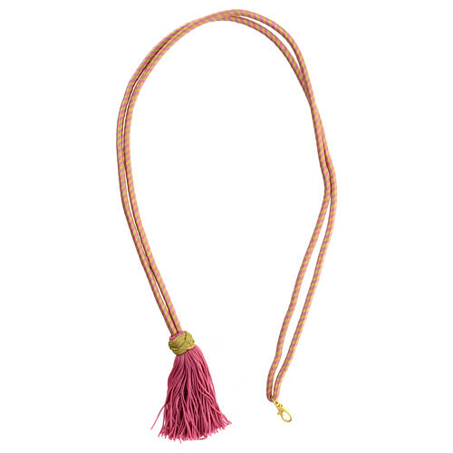 Bishop's cross cord with Solomon's knot two-tone mauve gold 4