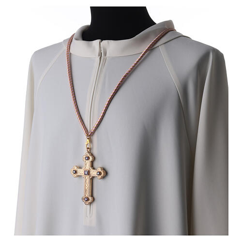 Cord for bishop's pectoral cross with Solomon's knot, pink and gold 2