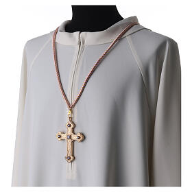 Bishop's cross cord 3 Solomon's knot gold amethyst