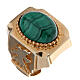 Bishop's adjustable ring with Dove, Alpha and Omega, malachite and gold plated 925 silver s1