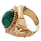 Bishop's adjustable ring with Dove, Alpha and Omega, malachite and gold plated 925 silver s2
