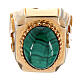 Bishop's adjustable ring with Dove, Alpha and Omega, malachite and gold plated 925 silver s4