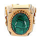 Anello ''Colomba-Alfa e Omega'' malachite argento 925 dorato regolabile s4