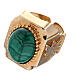 Adjustable ''Colomba-Alpha and Omega'' malachite 925 gold-plated silver ring s3