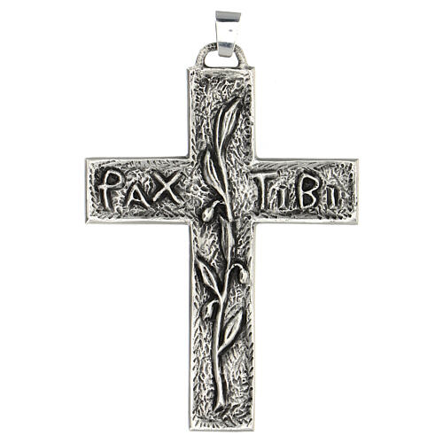 Croix pectorale tronc olivier 10x10 cm argent 925 1