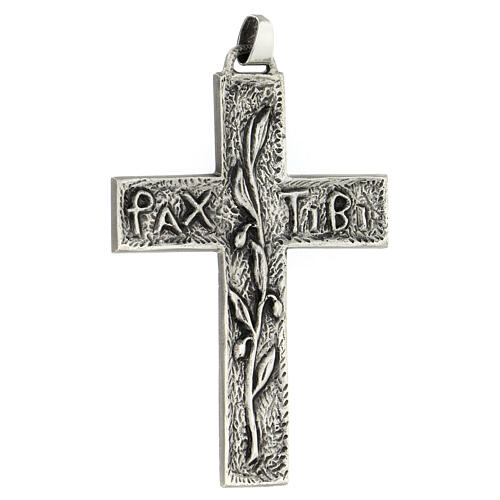 Croix pectorale tronc olivier 10x10 cm argent 925 3