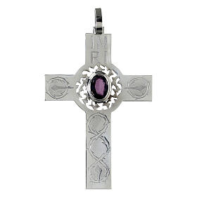 Pectoral cross with amethyst, 925 silver