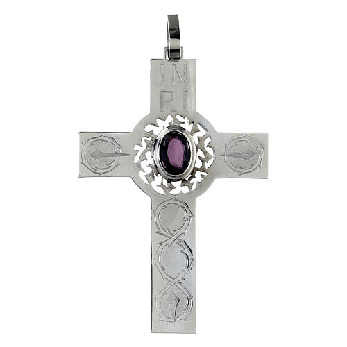 Croix pectorale argent 925 rhodié améthyste 1