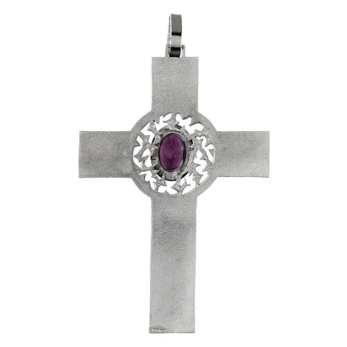 Croix pectorale argent 925 rhodié améthyste 3