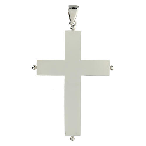 Openable pectoral cross with reliquary, 925 silver, gold plated fish 5