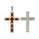 Openable pectoral cross with reliquary, 925 silver, gold plated fish s3