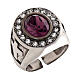 Bishop's ring with crosses, amethyst and crystals, 925 silver s1