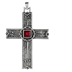 Pectoral cross of 925 silver, Passion of Christ, 5x3.5 in