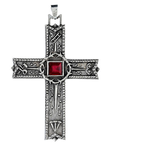 Pectoral cross of 925 silver, Passion of Christ, 5x3.5 in 1