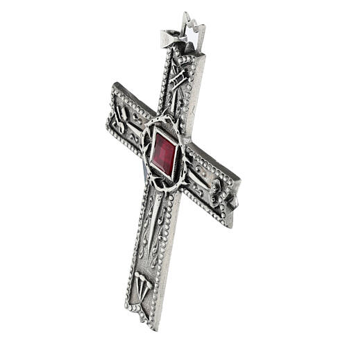 Pectoral cross of 925 silver, Passion of Christ, 5x3.5 in 4
