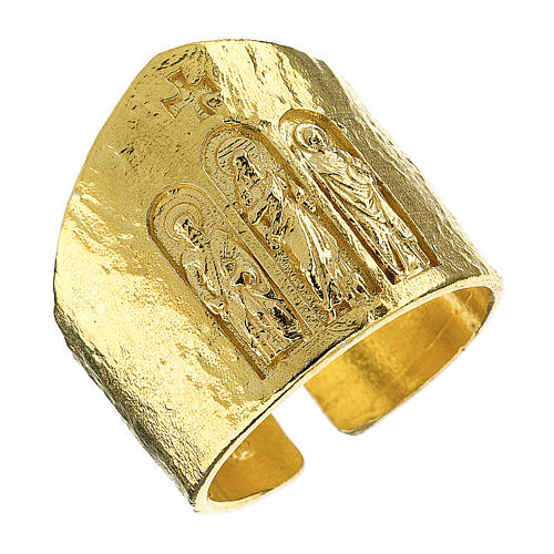 Anel episcopal ajustável Paulo VI prata 925 dourada 1