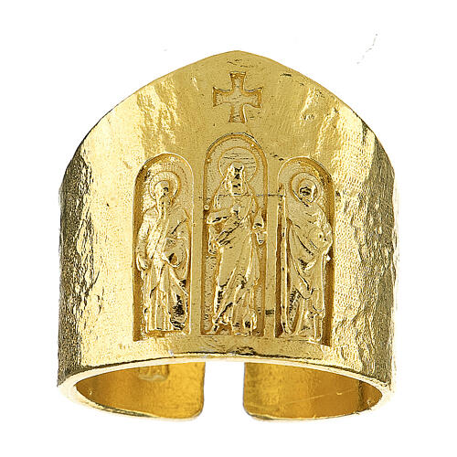 Anel episcopal ajustável Paulo VI prata 925 dourada 2