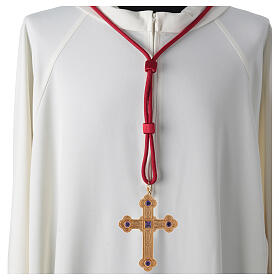 Cordon épiscopale pour croix pectorale rouge vermillon