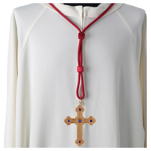 Cordon épiscopale pour croix pectorale rouge vermillon 2
