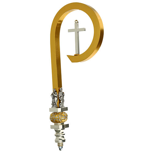 Pastorale con croce ottone argento 3