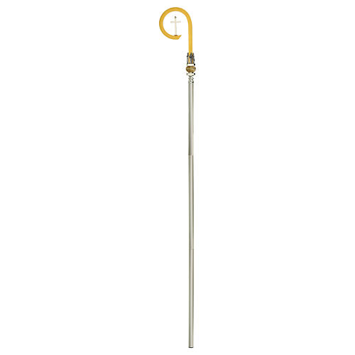 Pastorale con croce ottone argento 4
