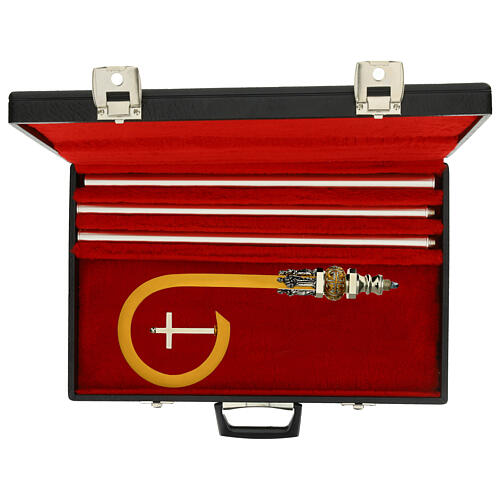 Pastorale con croce ottone argento 10