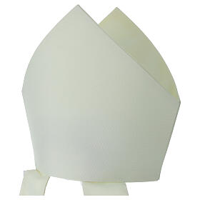 Simple white mitre with gold fringes by Vebi Confezioni