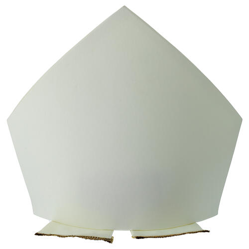Simple white mitre with gold fringes by Vebi Confezioni 3