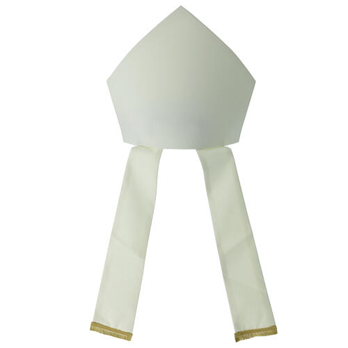 Simple White Miter with Gold Fringes by Vebi Confezioni 1