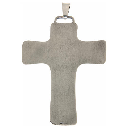 Cruz pectoral plata 925 Cristo Resucitado 8x10 cm 3