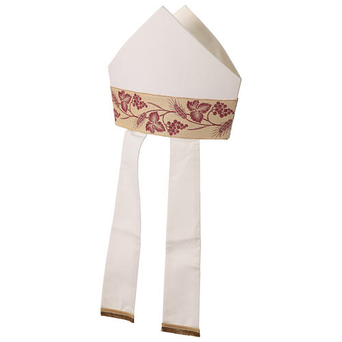 Mitre with gold and red wheat and grape trim by Vebi Confezioni 3