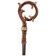 Carved wood crosier with gold details, with case and holy oil stock s5