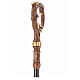 Carved wood crosier with gold details, with case and holy oil stock s6