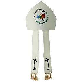 Ivory mitre with official Latin logo ofJubilee 2025, case included
