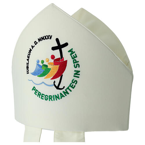 Ivory mitre with official Latin logo ofJubilee 2025, case included 2