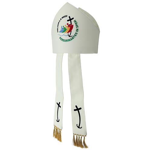 Mitra marfim com logótipo oficial do Jubileu 2025 em latim com estojo 5