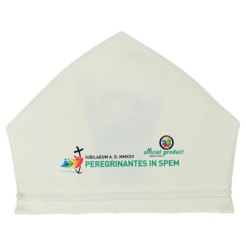 Mitra marfim com logótipo oficial do Jubileu 2025 em latim com estojo 8