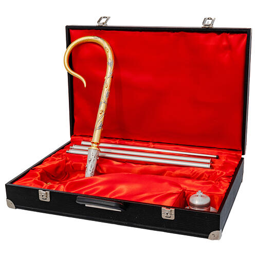 Two-tone crosier with hand-chiseled olive tree relief 2