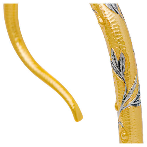 Two-tone crosier with hand-chiseled olive tree relief 3