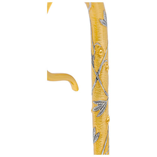Two-tone crosier with hand-chiseled olive tree relief 4