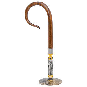 Crosse épiscopale Sacré-Cœur en palissandre avec tiges métalliques finition bicolore