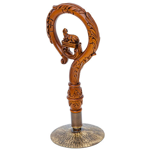 Carved wooden pastoral staff with Paschal Lamb 4