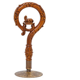 Crosse épiscopale Agneau Pascal en bois sculpté